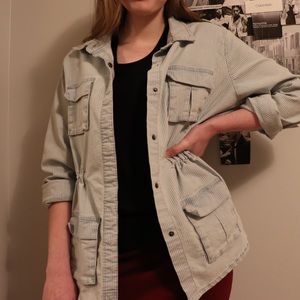 Blue and white striped jacket